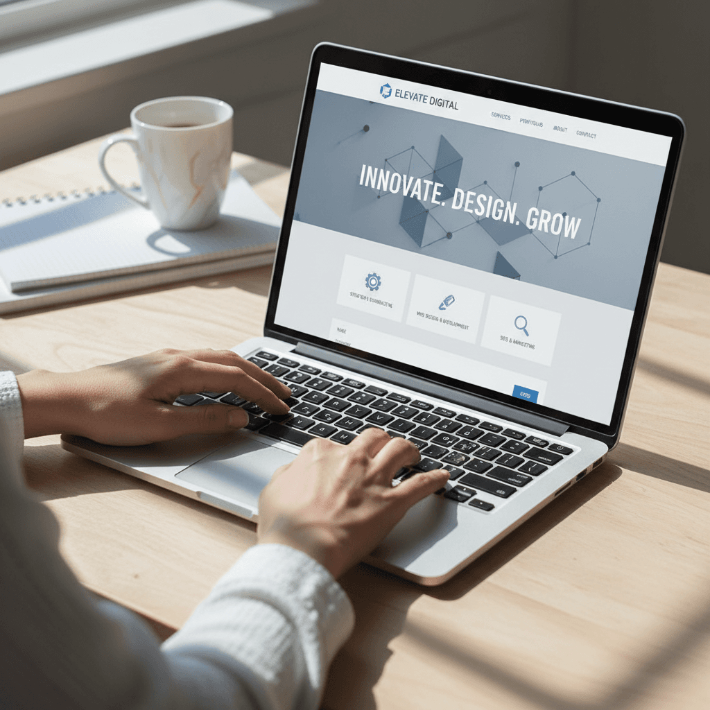 Web designer working on a professional website layout